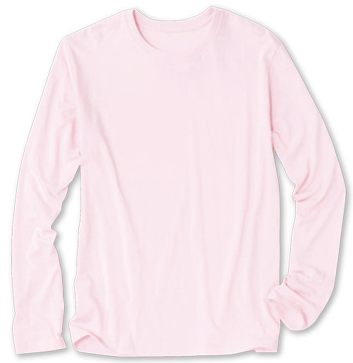 シャーベットピンクの長袖レディスTシャツ