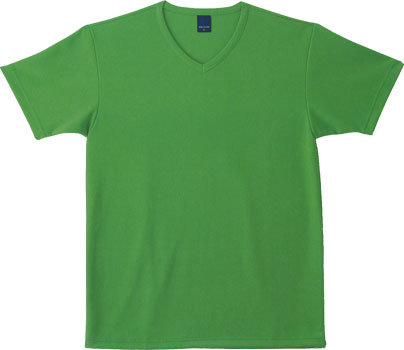 グリーンのVネックTシャツ